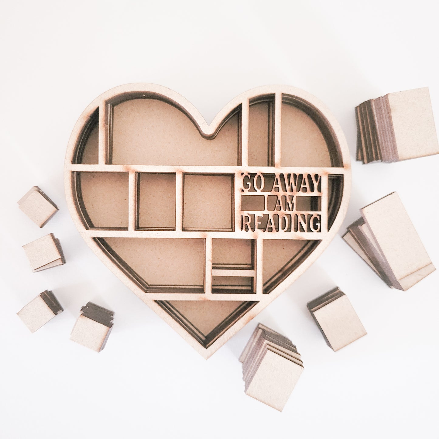 Mini Wood Heart Bookshelf DIY Kit
