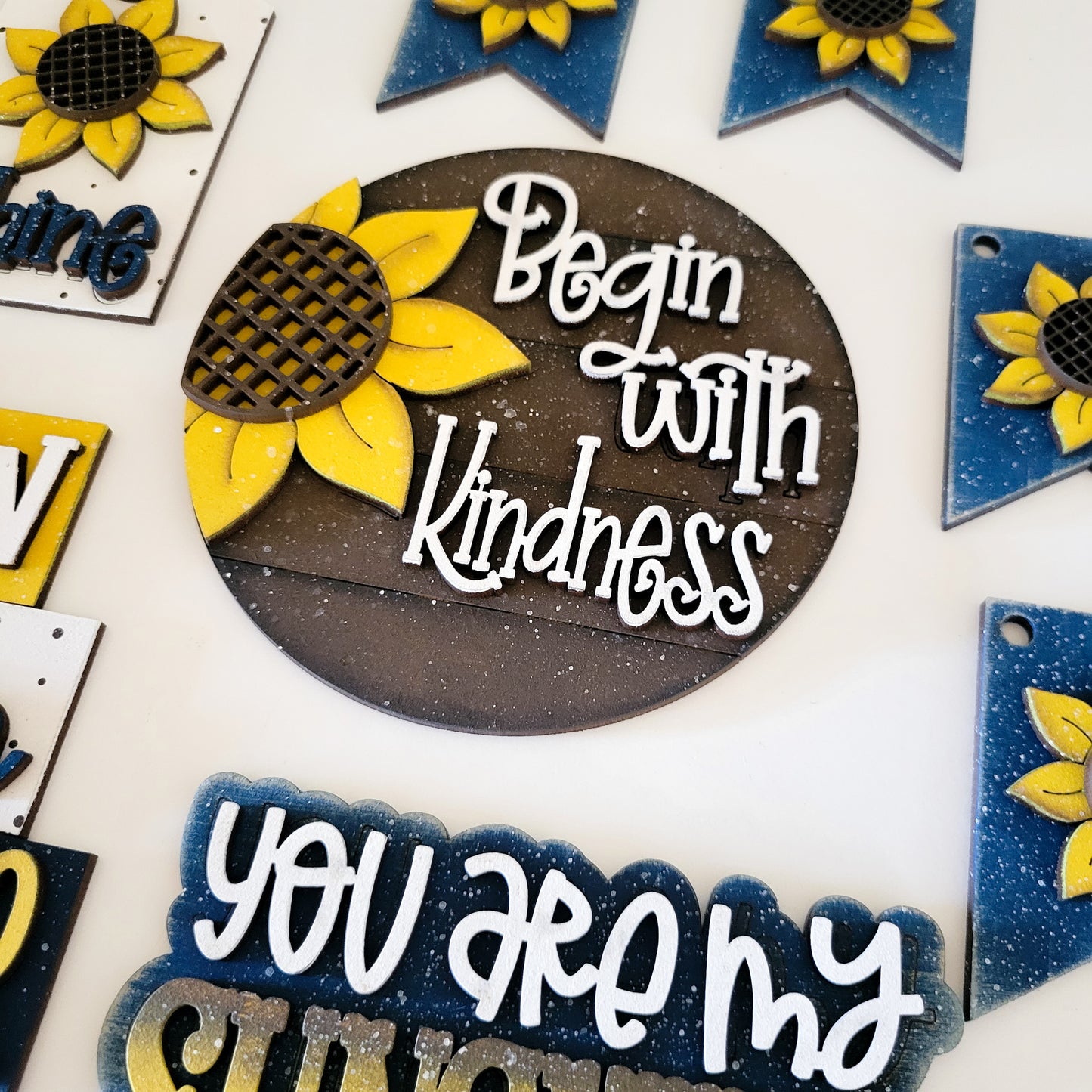 You Are My Sunshine Sunflowers Tiered Tray DIY Paint Kit