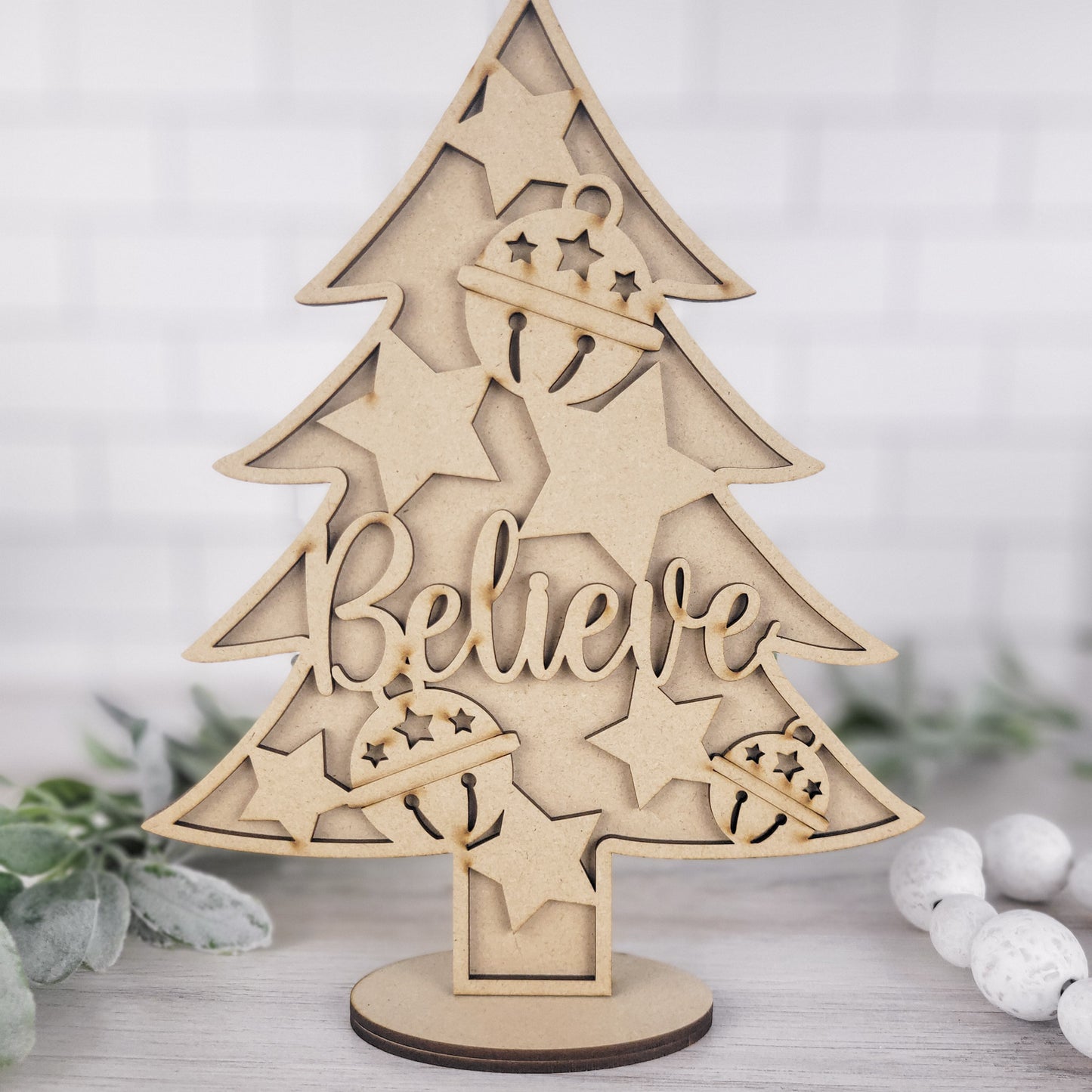 Believe Standing Christmas Holiday Tree