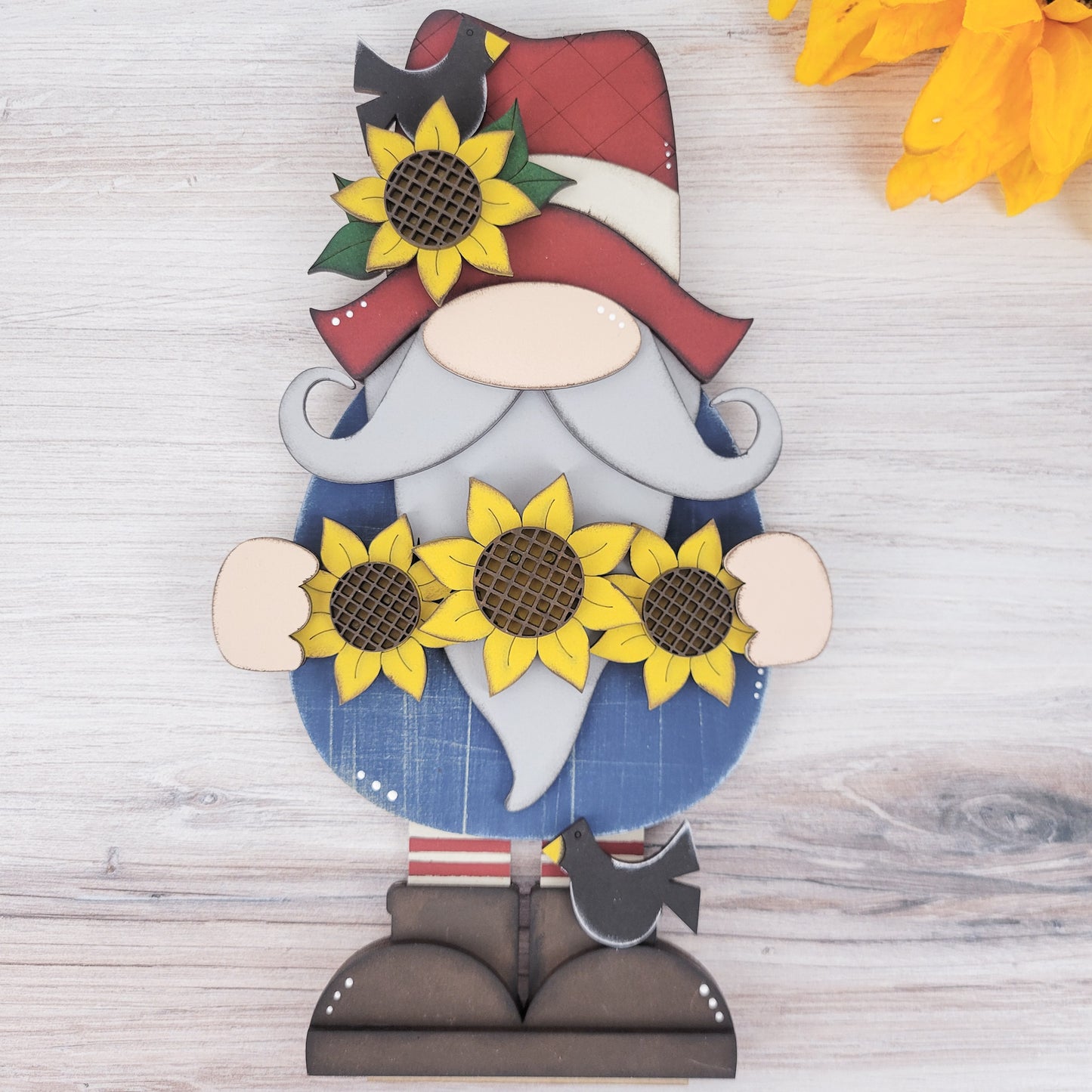 Sunflower Gnome Standing Shelf Decor