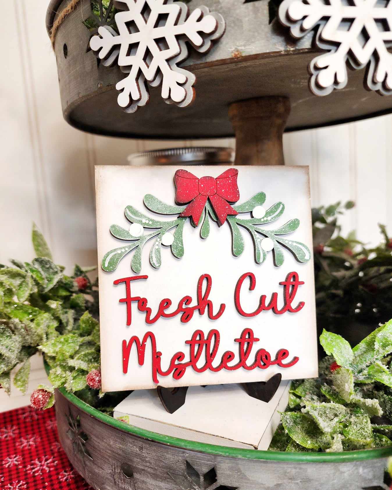 Meet Me Under the Mistletoe Tiered Tray DIY Paint Kit