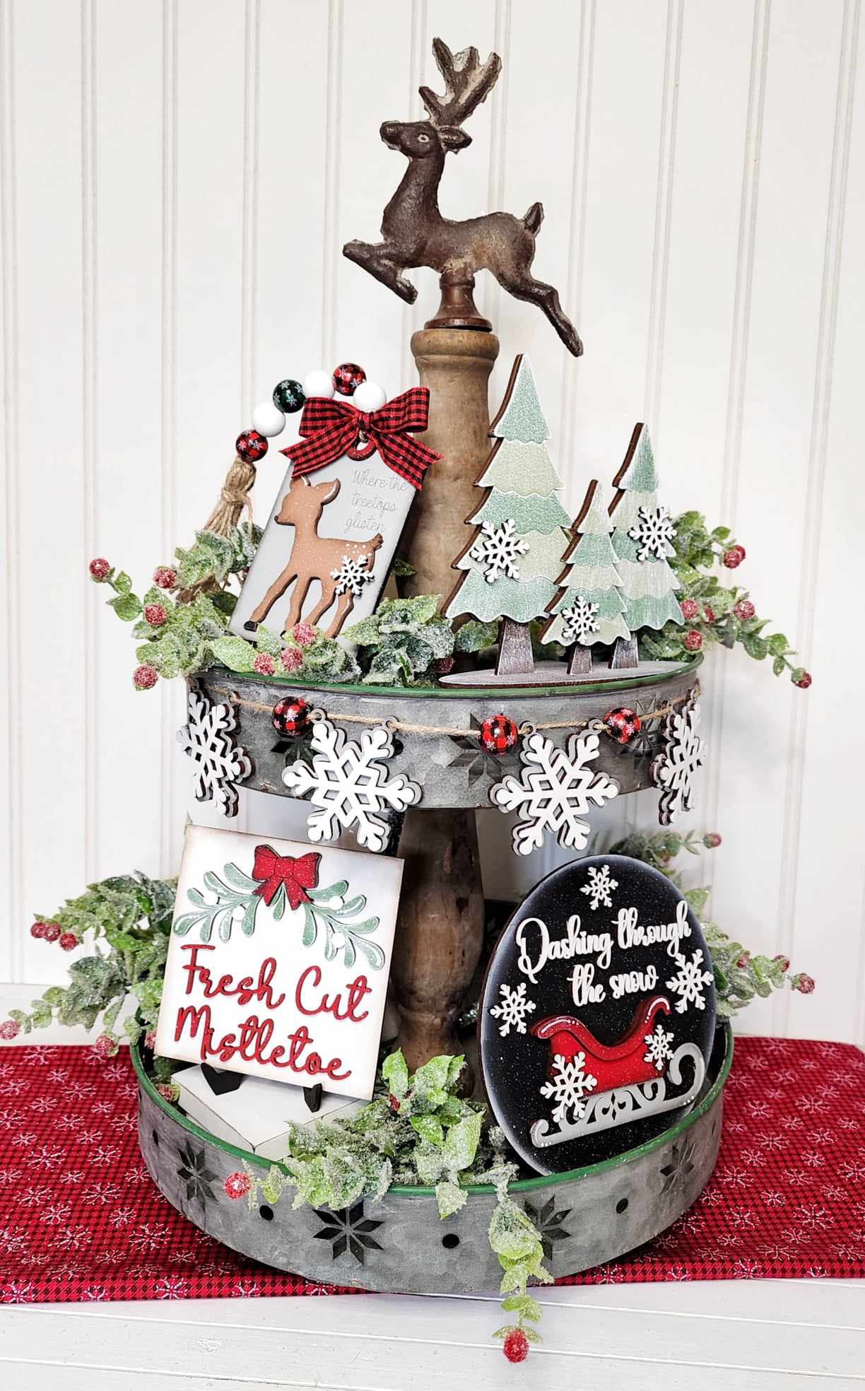 Meet Me Under the Mistletoe Tiered Tray DIY Paint Kit