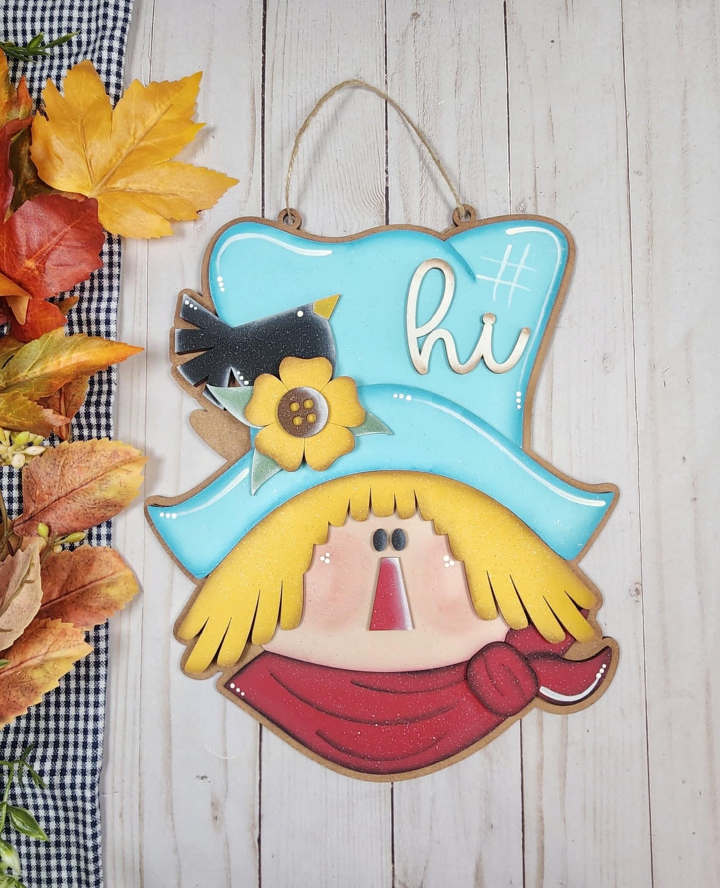 Fall Scarecrow Hanging Sign September 2025