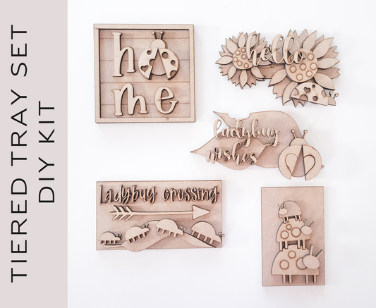 Ladybug Crossing Tiered Tray DIY Paint Kit