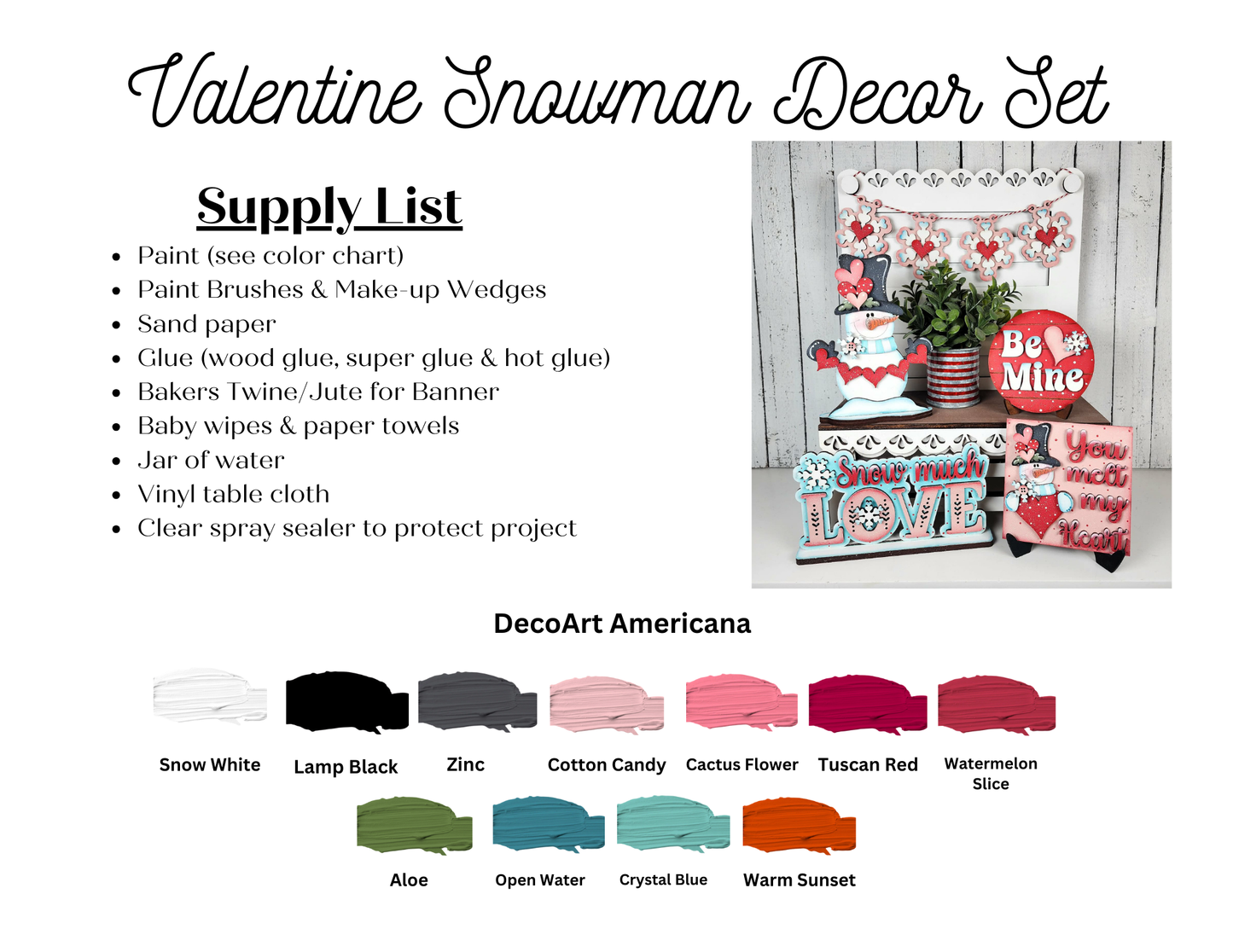 Valentine Snowman Decor Set January 2026