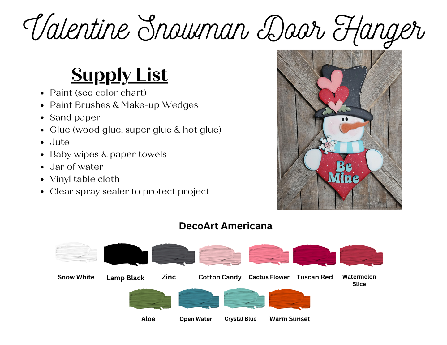 Valentine Snowman Door Hanger January 2026
