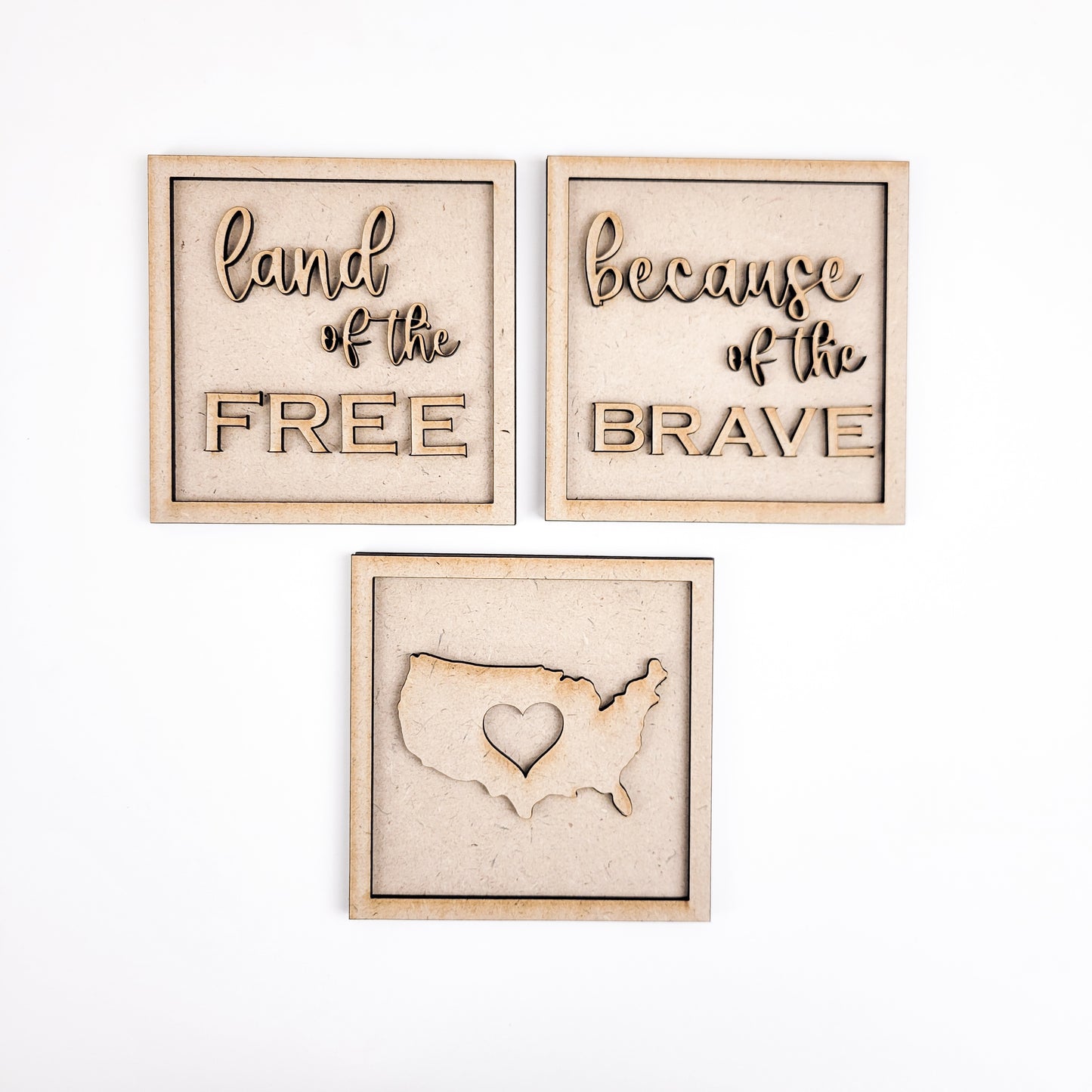 Land of the Free Because of the Brave USA Military Square Tiles