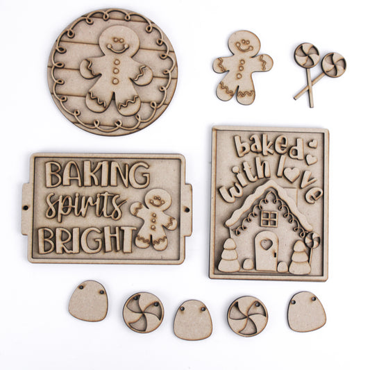 Baking Spirits Bright Gingerbread Tiered Tray DIY Paint Kit
