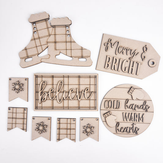 Cold Hands Warm Hearts Holiday Winter Tiered Tray DIY Paint Kit