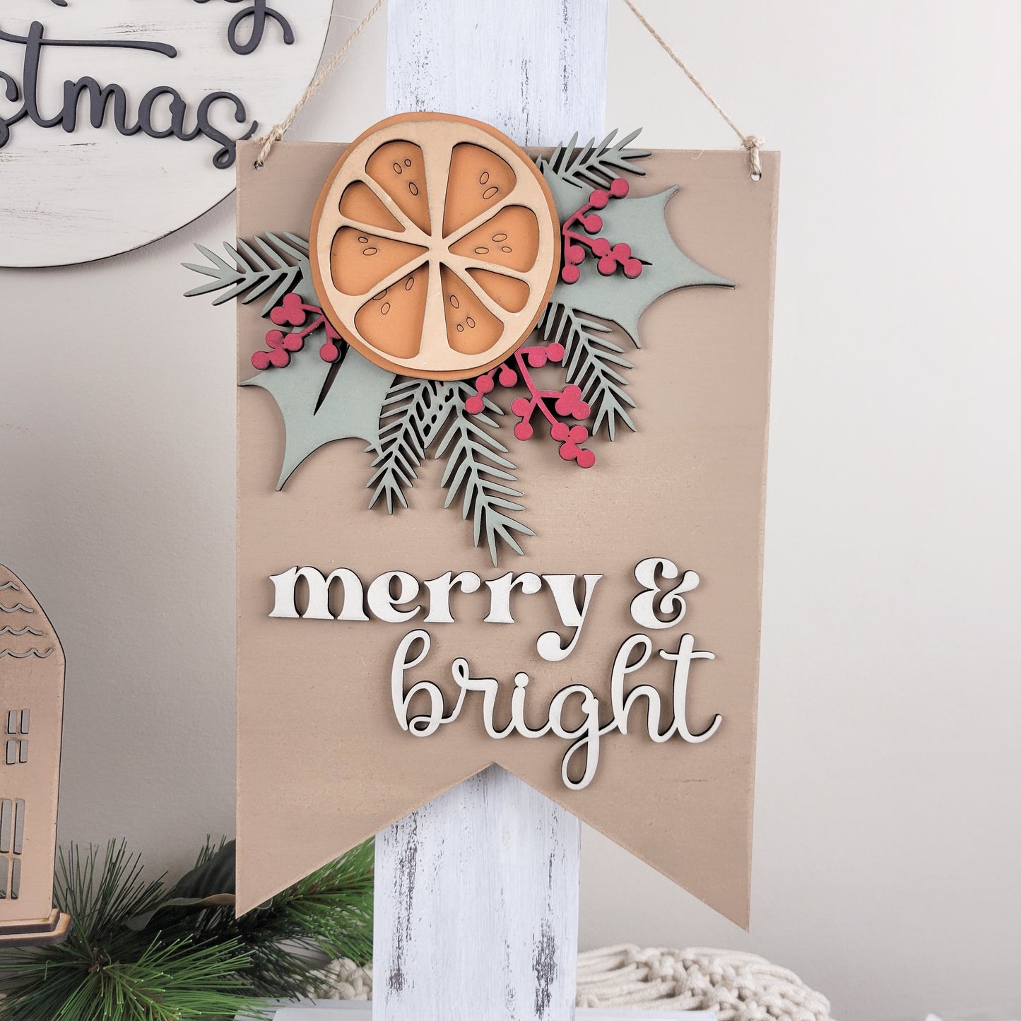 Hygge Merry and Bright Christmas Wall Sign DIY Kit