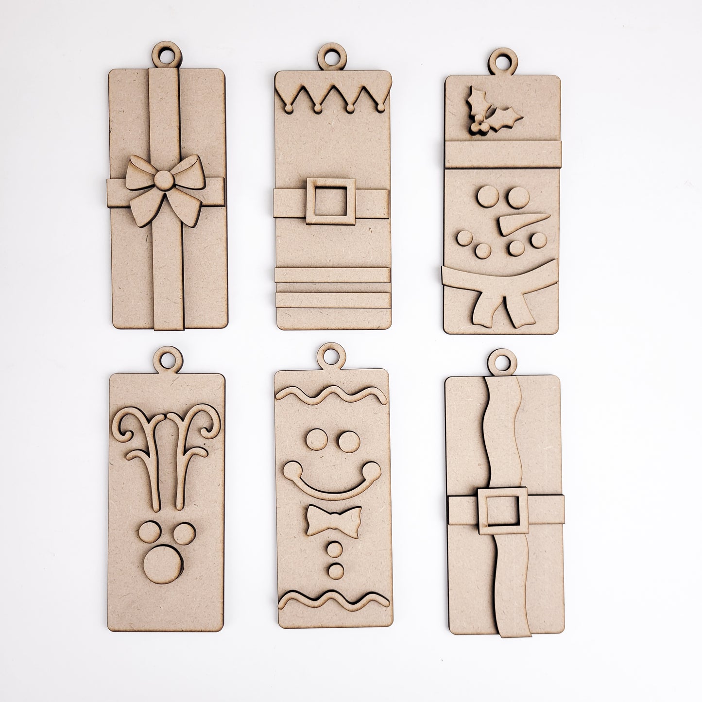 Kids Fun Rectangle Christmas Ornaments DIY Set of 6