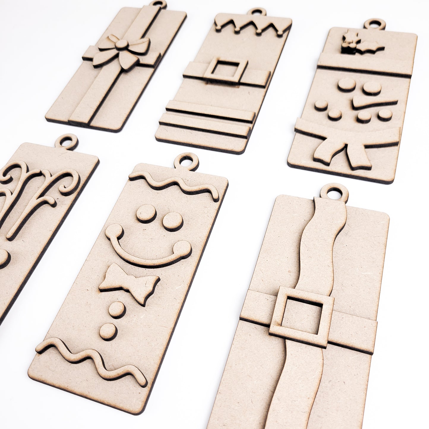 Kids Fun Rectangle Christmas Ornaments DIY Set of 6