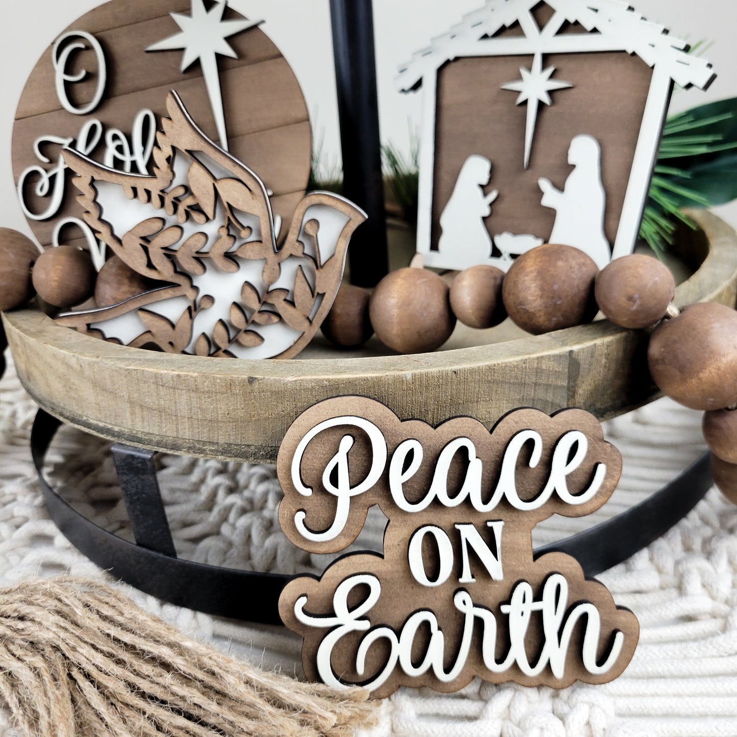 Peace on Earth Nativity Tiered Tray DIY Paint Kit
