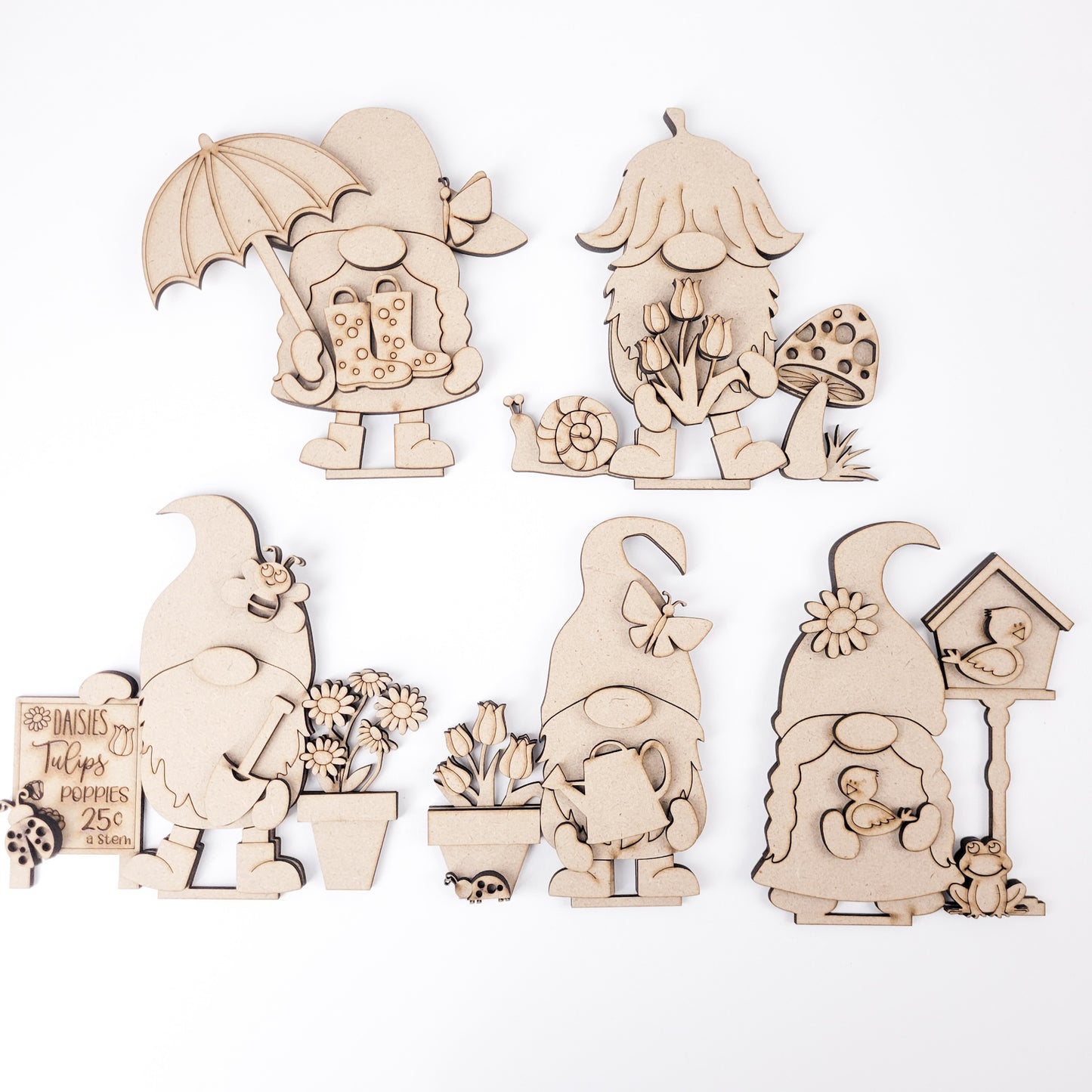 Spring Standing Gnomes Set of 5 DIY Paint Kit