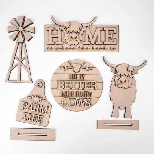 Highland Cows Tiered Tray DIY Paint Kit
