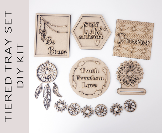 Boho Vibes Tiered Tray DIY Paint Kit