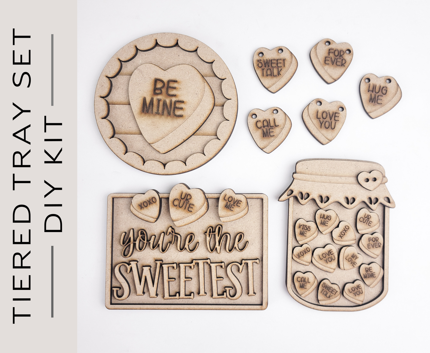 Candy Hearts You're the Sweetest Valentine Tiered Tray DIY Paint Kit