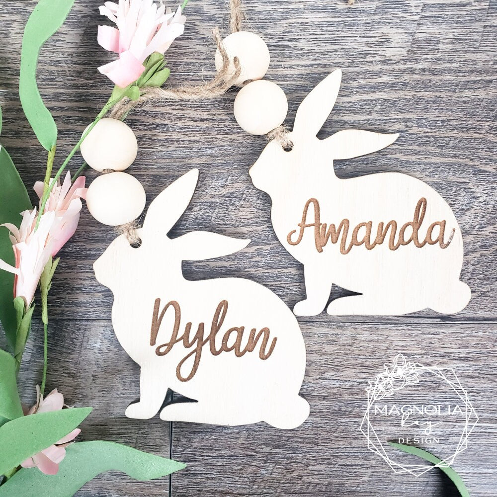 Easter Basket Bunny Tags | Custom Easter Tags | Personalized Name Tags | Laser Engraved Bunny Tag