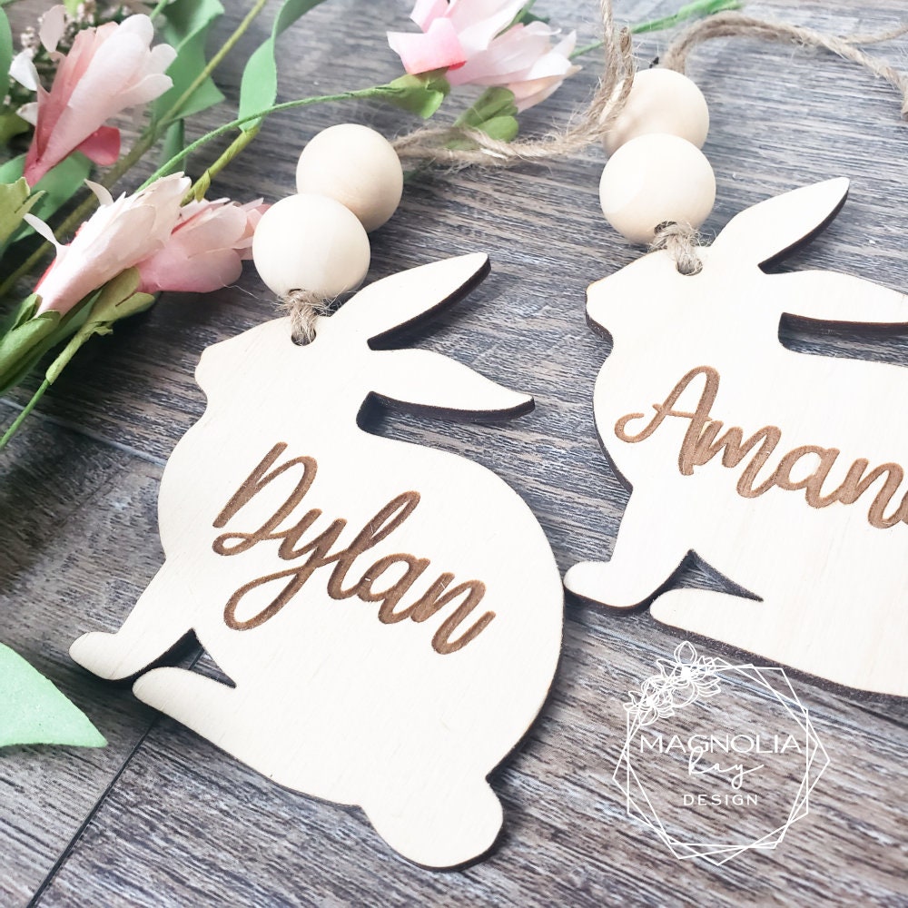Easter Basket Bunny Tags | Custom Easter Tags | Personalized Name Tags | Laser Engraved Bunny Tag