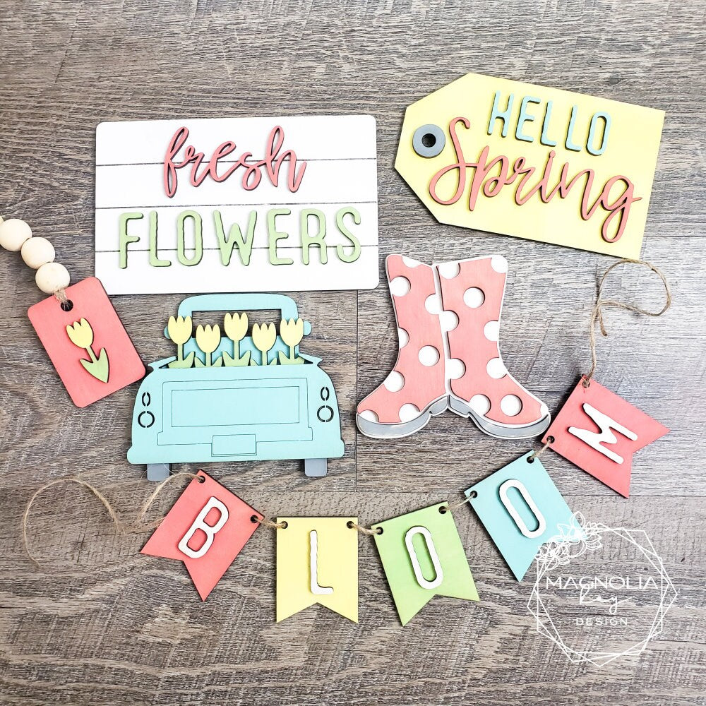 Hello Spring Tiered Tray DIY Paint Kit
