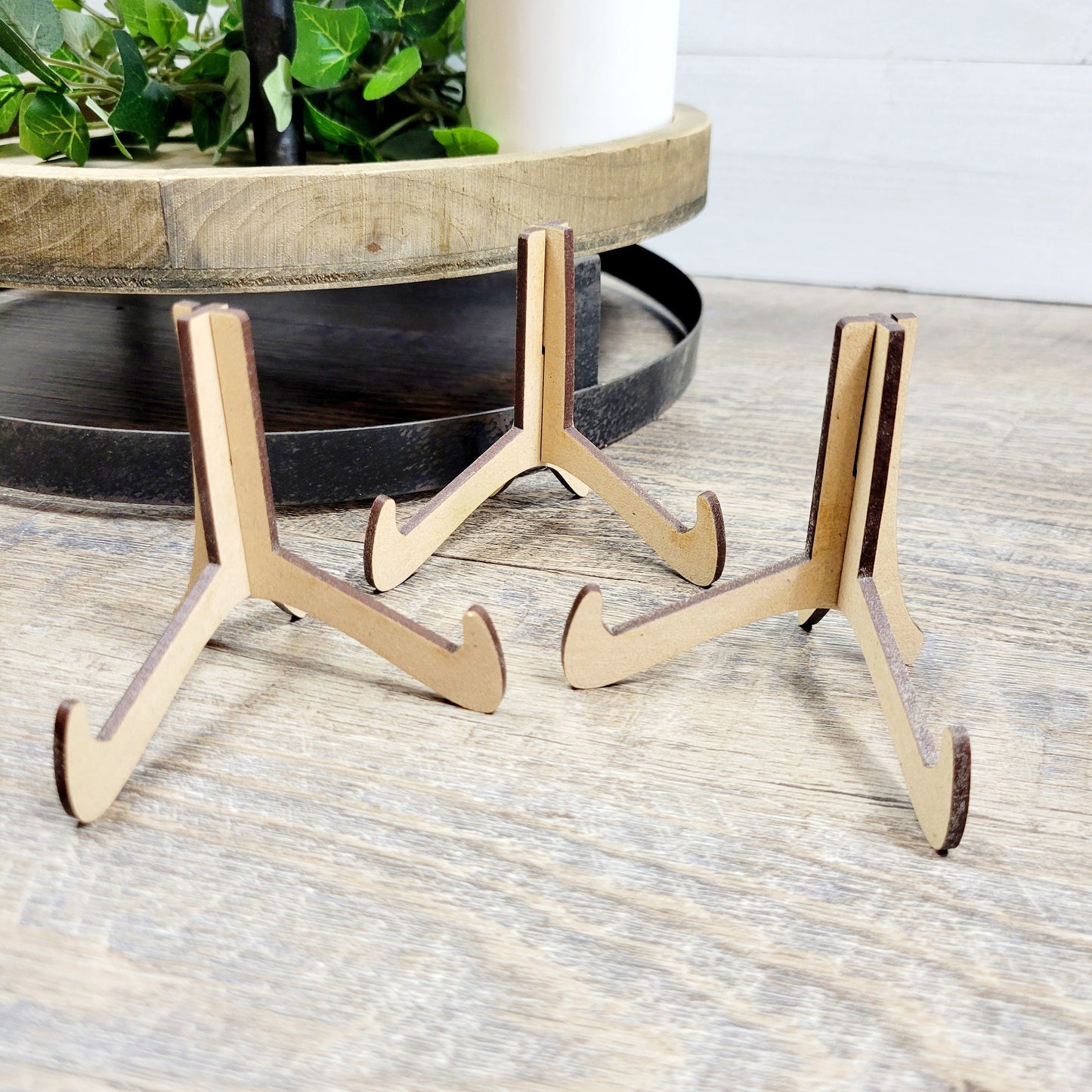Mini Stands for Tiered Tray Signs Pack of 2 | Tiered Tray Laser Cut Wood Blanks | DIY Kits