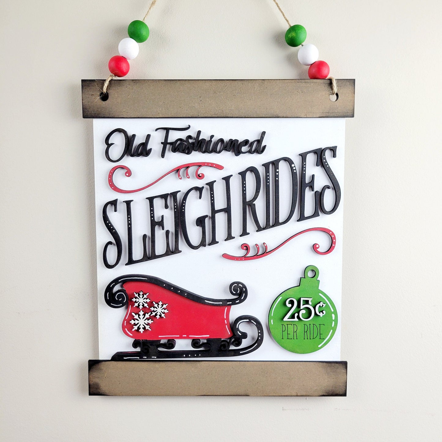 Old Fashioned Sleigh Rides Christmas Wall Sign DIY Kit