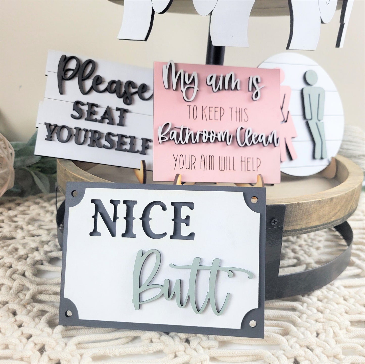Bathroom Funny Tiered Tray DIY Paint Kit Blanks