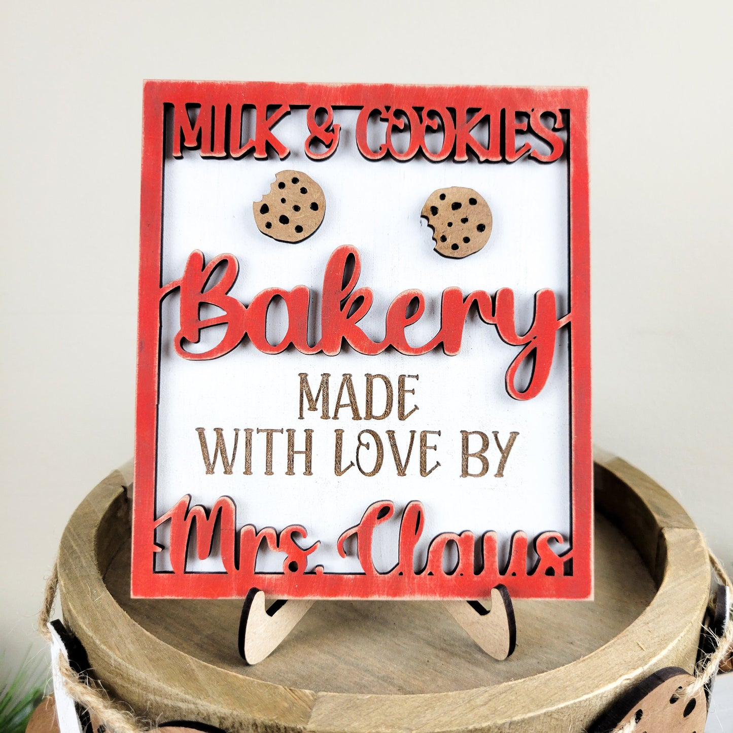 Santa's Milk and Cookies Tiered Tray DIY Paint Kit