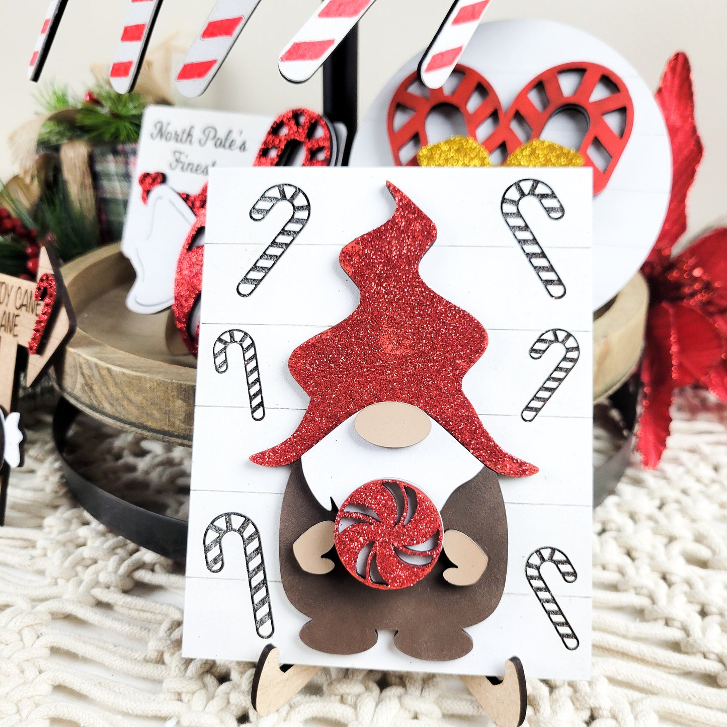 Candy Cane Lane Tiered Tray