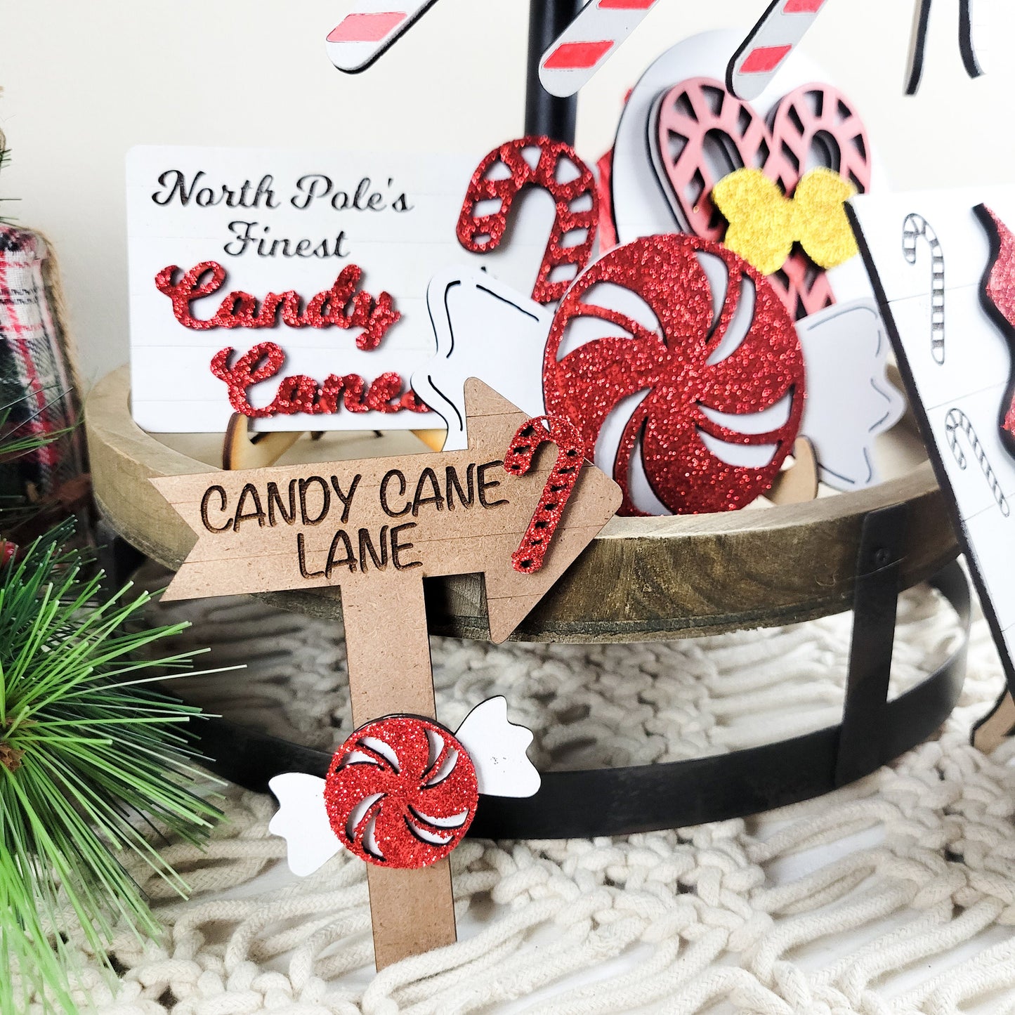 Candy Cane Lane Tiered Tray