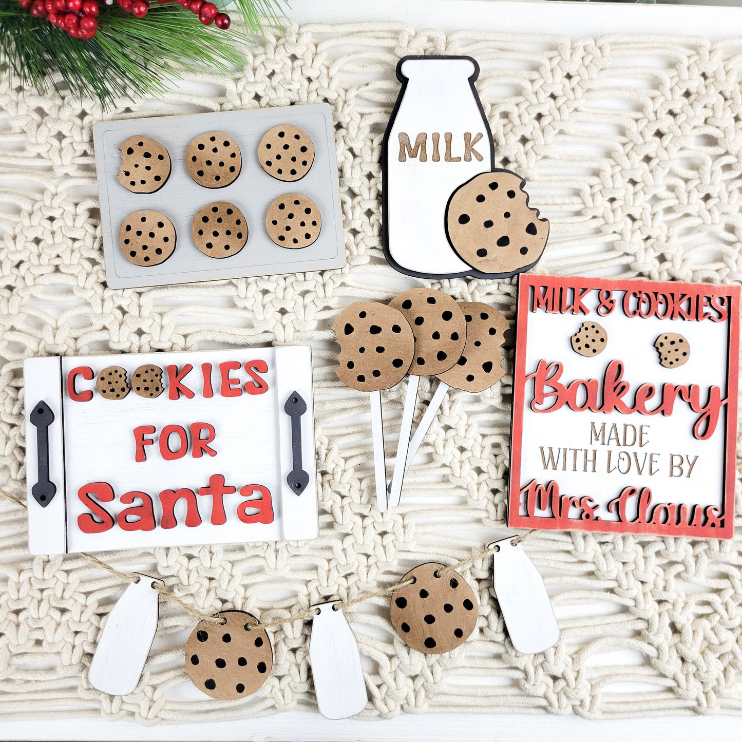Santa's Milk and Cookies Tiered Tray DIY Paint Kit