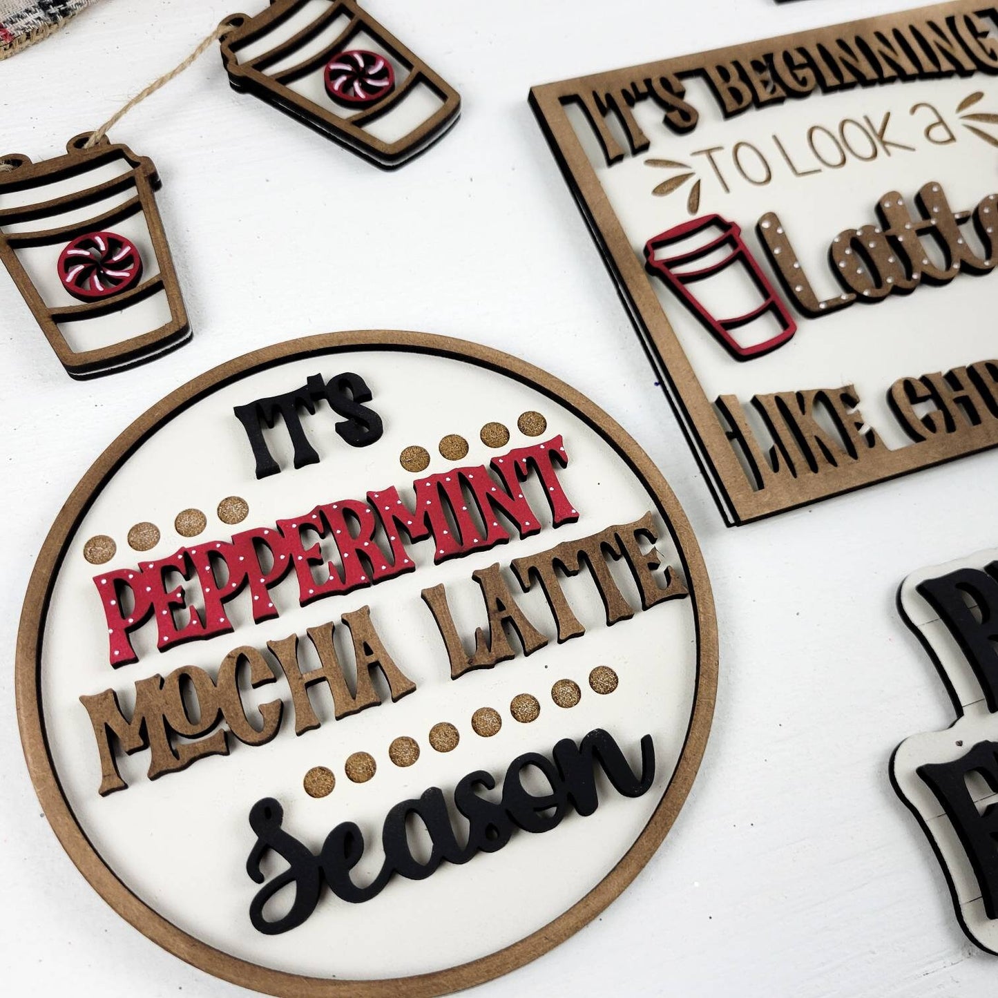 Peppermint Mocha Latte Season Tiered Tray DIY Paint Kit