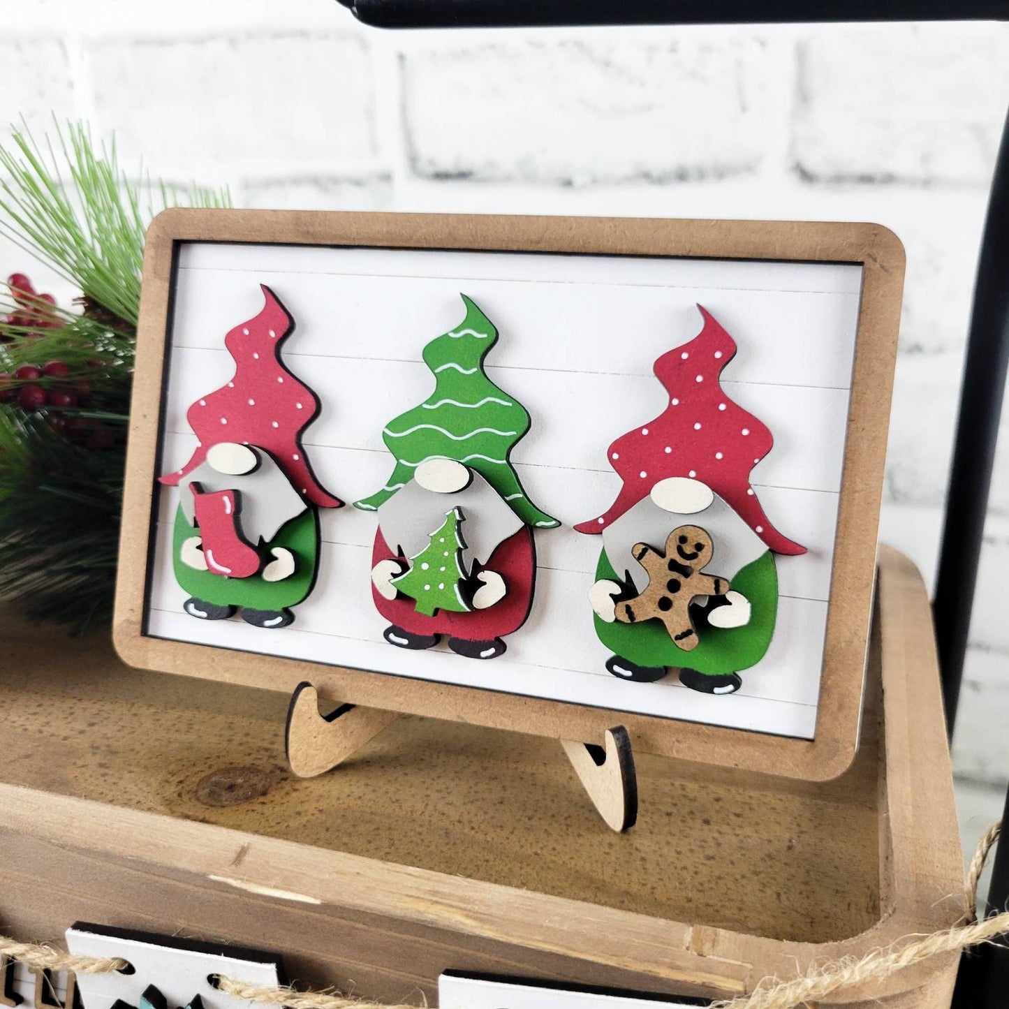Gnome Christmas Tiered Tray DIY Paint Kit