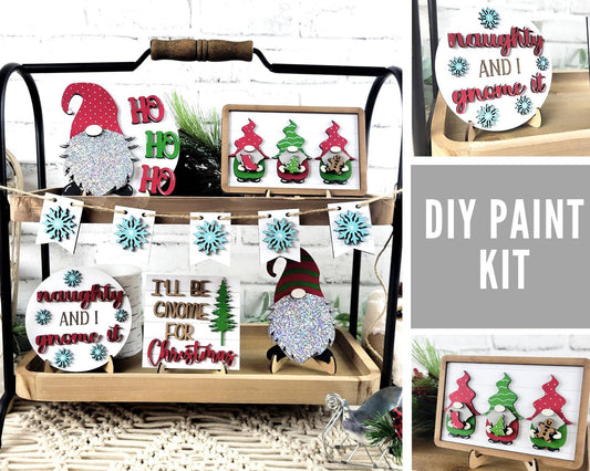 Gnome Christmas Tiered Tray DIY Paint Kit