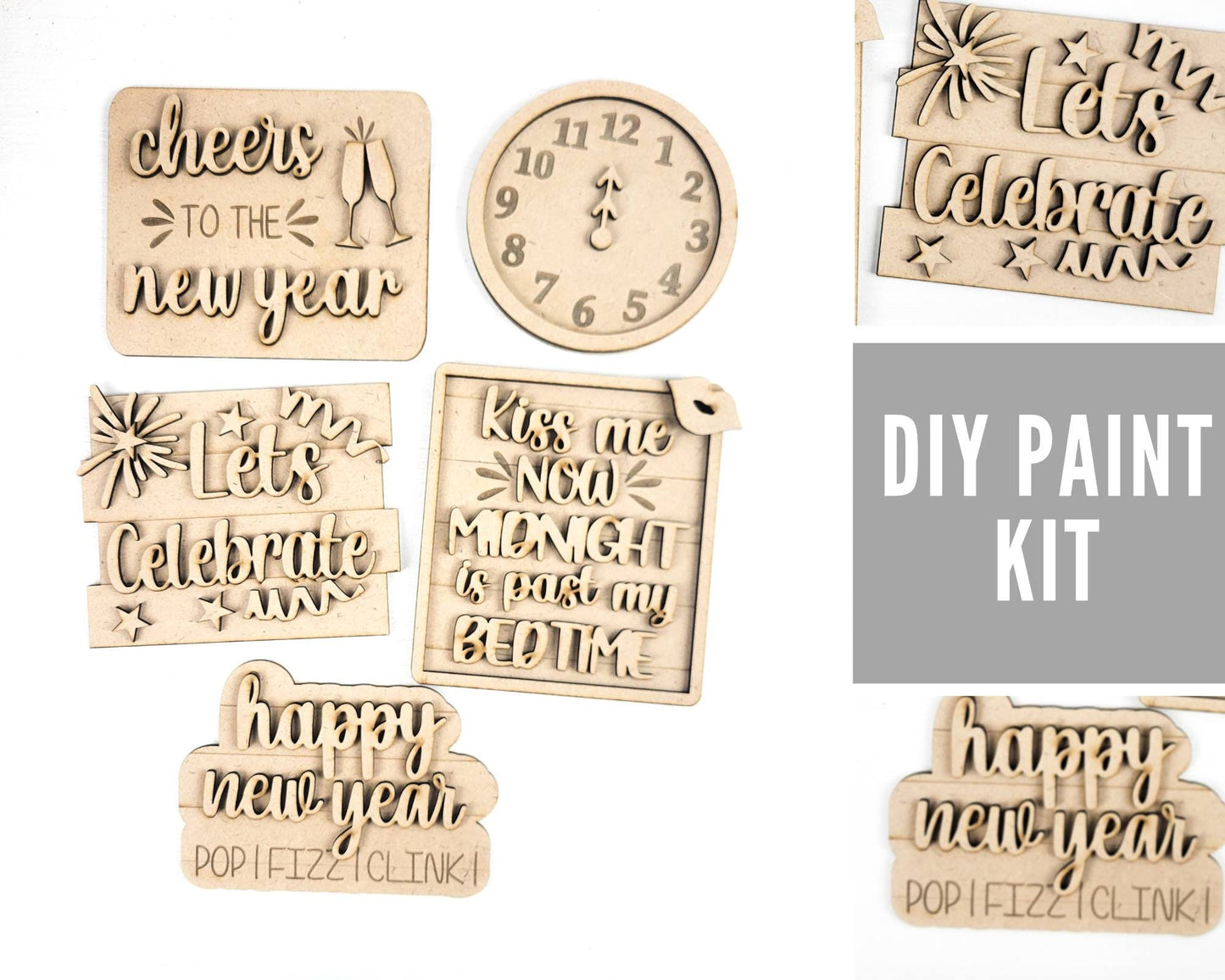 Happy New Year Tiered Tray DIY Paint Kit