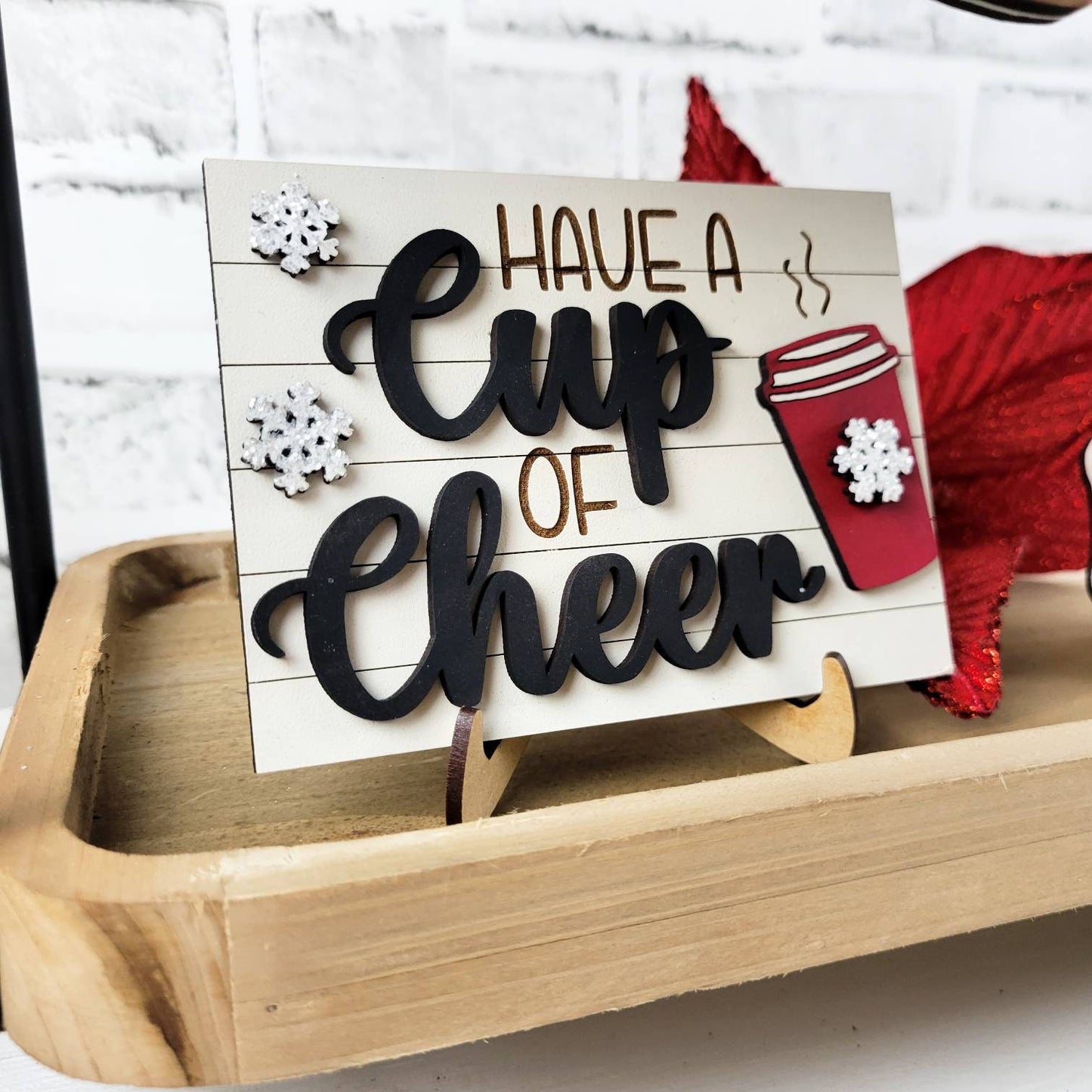 Peppermint Mocha Latte Season Tiered Tray DIY Paint Kit