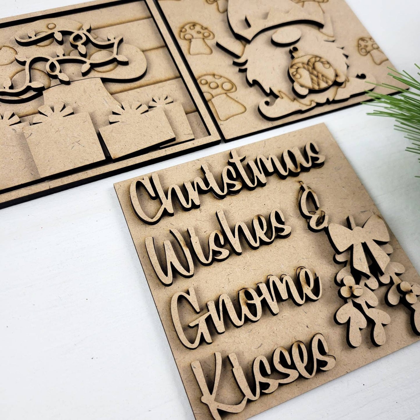 Christmas Wishes and Gnome Kisses Square Tiles
