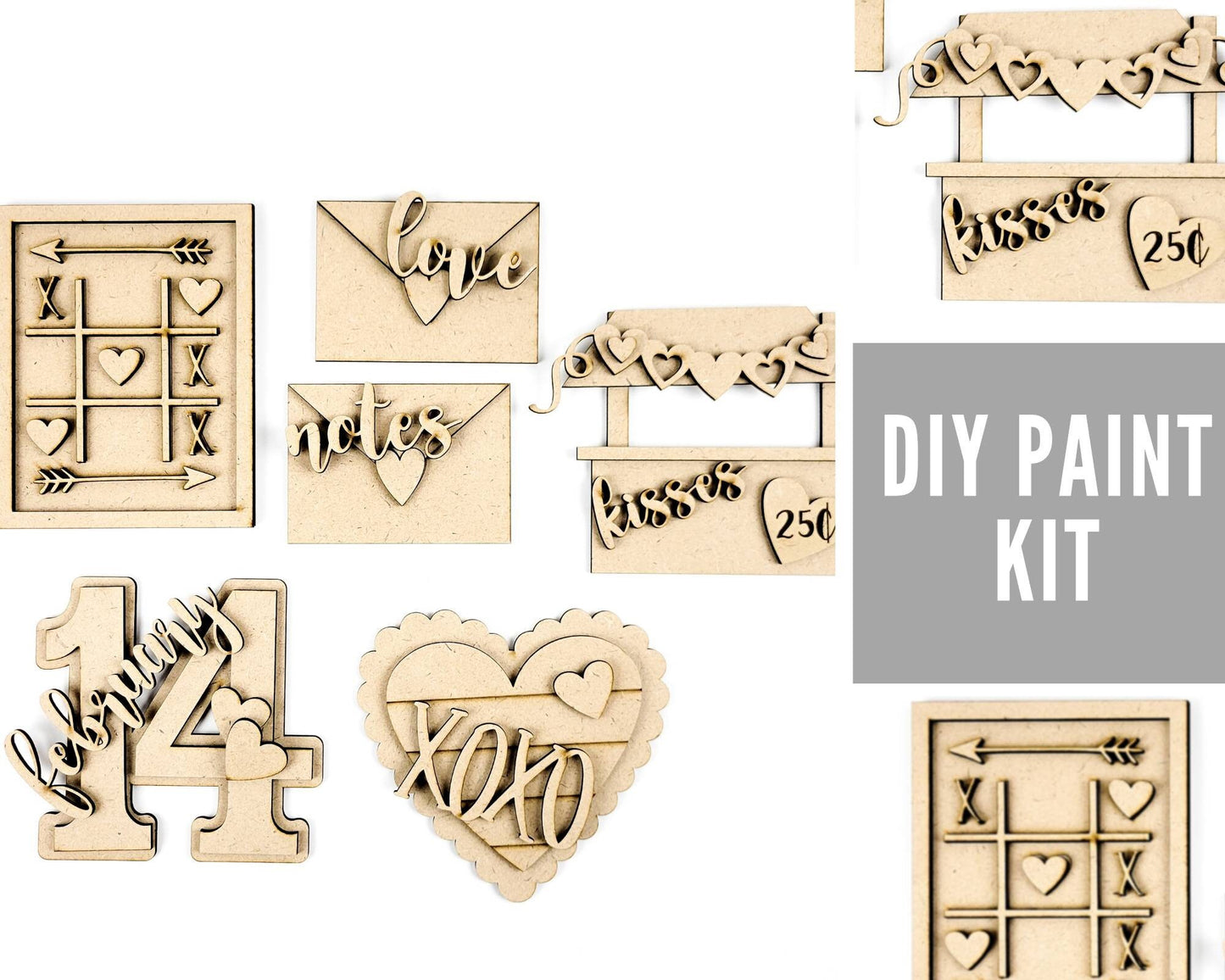 Valentine's Day Tic Tac Toe Tiered Tray DIY Paint Kit