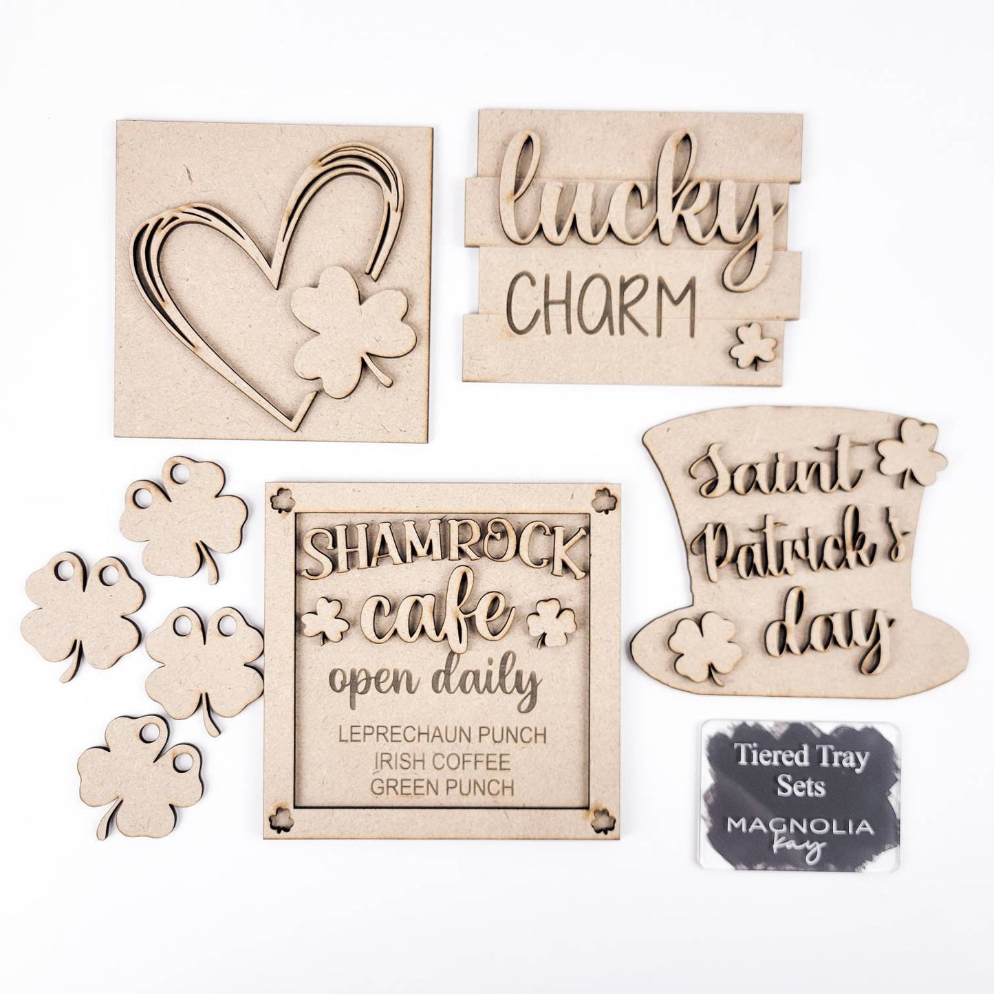 Shamrock Cafe St. Patrick's Day Tiered Tray DIY Paint Kit