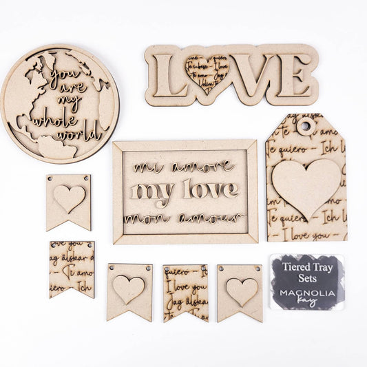 Mi Amor My Love Valentine's Day Tiered Tray DIY Paint Kit