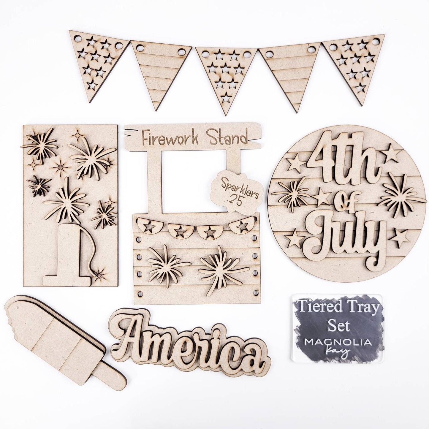 Fireworks Stand 4th of July Tiered Tray DIY Paint Kit