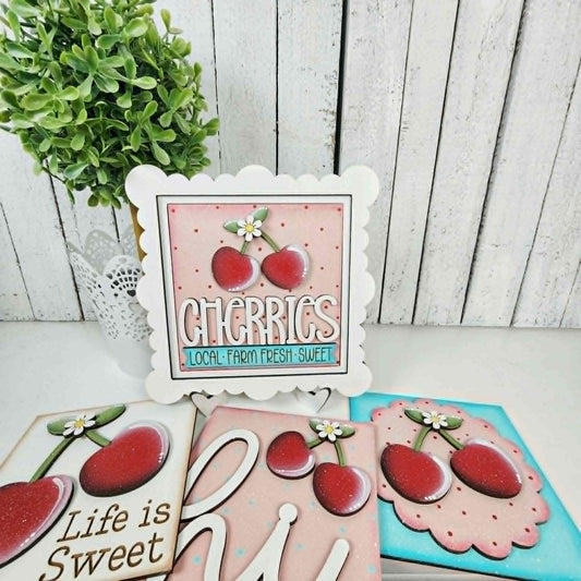 Fresh Picked Cherries Mini Sign Set June 2026