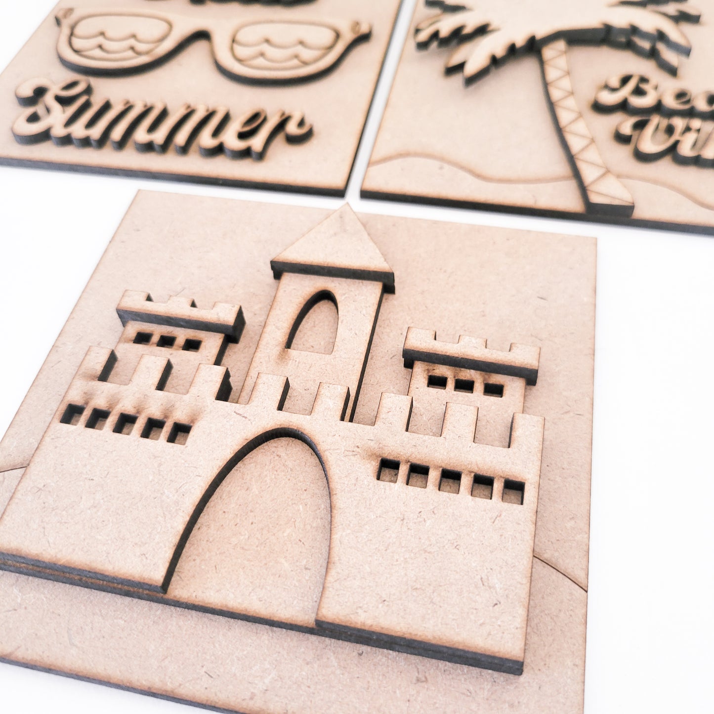 Beach Vibes and Sandcastles Square Tiles