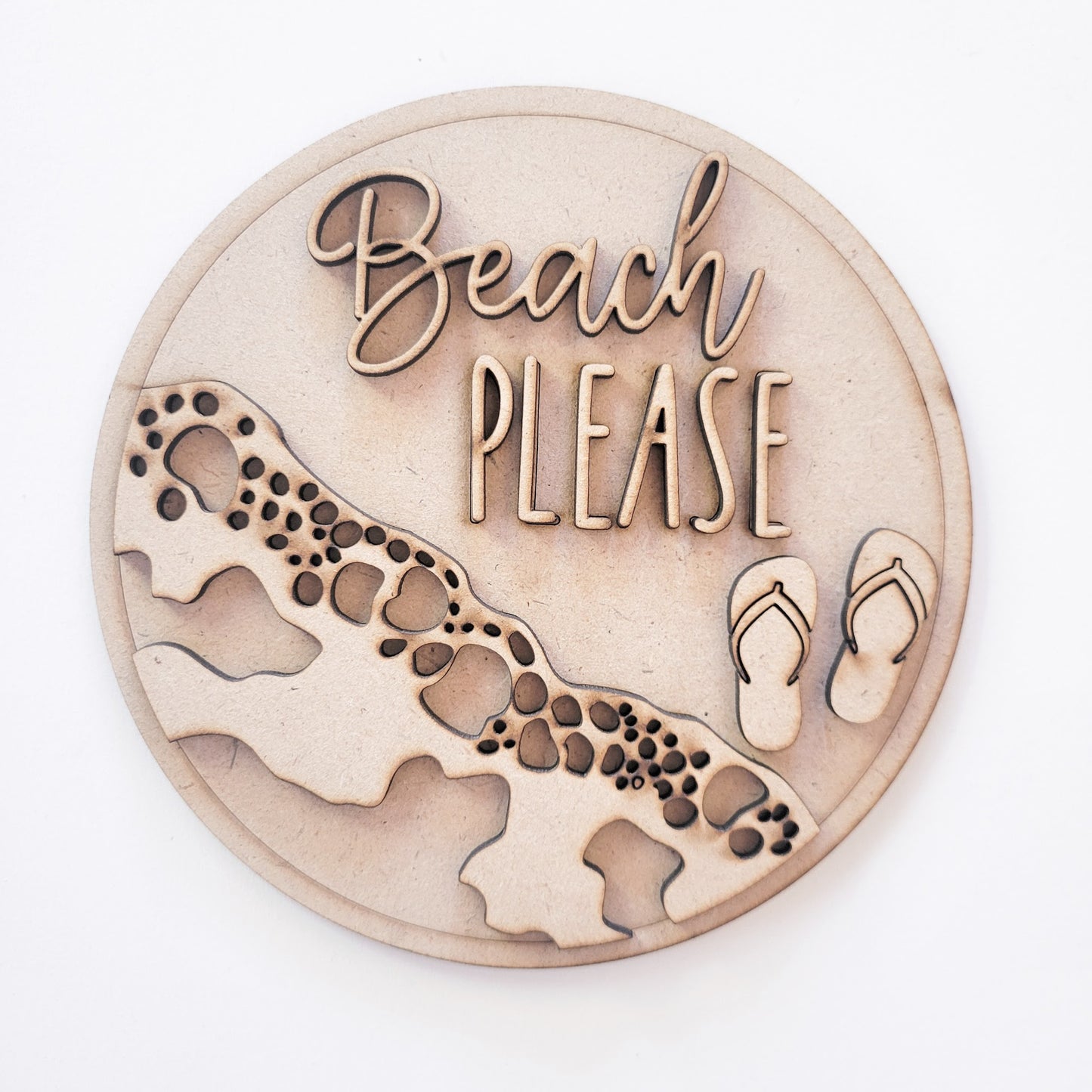 Beach Please Round Compatible with 6" Round Sign Bases