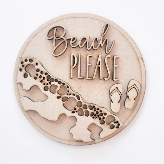 Beach Please Round Compatible with 6" Round Sign Bases