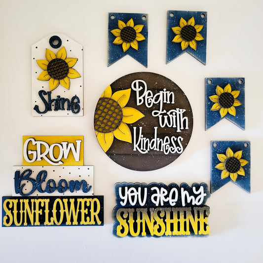 You Are My Sunshine Sunflowers Tiered Tray DIY Paint Kit
