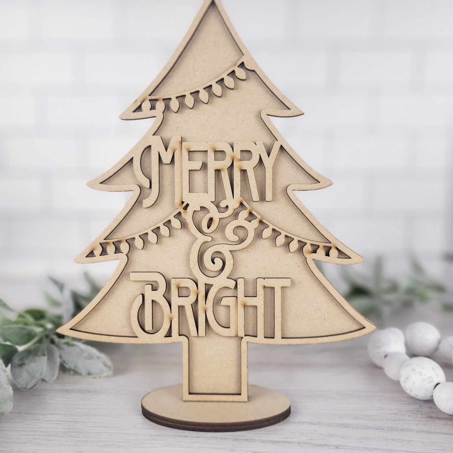 Merry & Bright Standing Christmas Holiday Tree