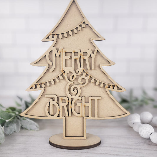 Merry & Bright Standing Christmas Holiday Tree