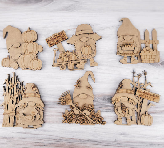 Fall Standing Gnomes Set of 6 DIY Paint Kit