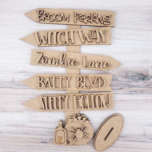 Witches Cauldron Halloween Directional Sign